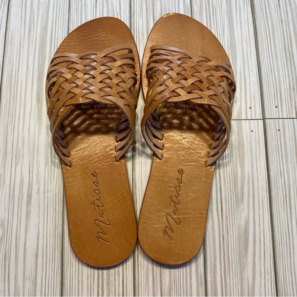 Matisse Womens Sz 8 slip on strappy sandals “Fred” leather natural NEW - Picture 3 of 8